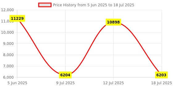 amazon.in 128GB Digital Voice Recorder Portable - with DSP Noise Reduction for Lectures Meetings, Built-in OTG Data Cable, Compatible with Windows iOS Smart Phone Price History Graph from 5 Jun 2025 to 12 Jul 2025