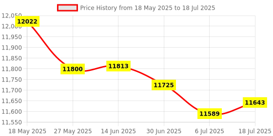 amazon.in BABOLAT SATELITE Gravity 74 HIGH Modular Full Graphite UNSTRUNG Badminton Racket with Blue White Holder X4 Single Compartment KITBAG Price History Graph from 18 May 2025 to 6 Jul 2025