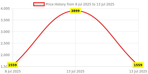 myntra.com BIGDART Printed A-line Maxi Skirt bigdart Price History Graph from 8 Jul 2025 to 13 Jul 2025