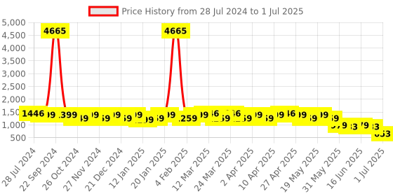 myntra.com Rajnandini Ethnic Motifs Printed Kurta with Patiala & With Dupatta rajnandini Price History Graph from 28 Jul 2024 to 1 Jul 2025