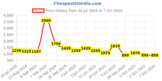 myntra.com Rangriti Floral Printed Kurta with Palazzos & Dupatta rangriti Price History Graph from 24 Jul 2024 to 7 Oct 2025