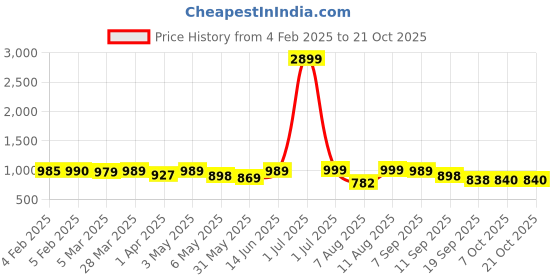 myntra.com RIVI Women Jean Straight Fit High-Rise Stretchable Jeans rivi Price History Graph from 4 Feb 2025 to 21 Oct 2025