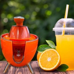 Riveira Power Juicy Electric Citrus Press, 300W, 2 Cones for Large and Small Fruits - Easy to Clean, Automatic Squeezer with Non-Slip Feet Juicer Machine, Retro Style - Oranger Color image 1