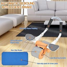 bellveen Bellveen® Ab Roller Wheel Exercise with Elbow Support, Automatic Rebound Abdominal Wheel, Double Wheel elbow and knee support for gym (Multi color) image 4