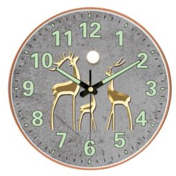 m.t. brothers M.T.BROTHERS 12-Inch Radium Glow in The Night Silent Wall Clock- Modern Battery-Operated Non-Ticking Night Light Clock with Large, Easy-to-Read Numbers for Home (Radium Deer) image 1