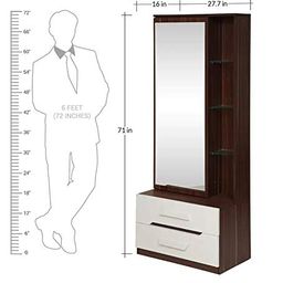 Homiez Decor Engineered Wood Walnut Finish Shell Dressing Table; Standard image 2