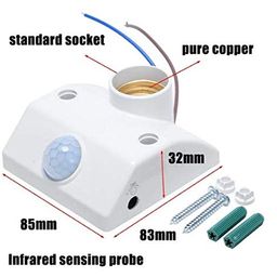 QAWACHH Automatic Human Body Motion Infrared Sensor Detector Bulb Base Holder,Wall Lamp Holder Socket with 1 Bulb Holder image 5