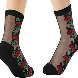 hrbs Ankle Length Different Net Flower Special Function & Spandex Socks Summer nylon Socks For Ladies/Girl's/Women's indoor & Ourdoor uses, Multi Color multi Pattern Socks 2 Pairs image 3