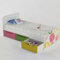 boingg! - a happy start Cloud Tails Engineered Wood Drawer Storage Bed in Pink Colour-picture-21