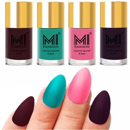 MI FASHION Set Of 4 Velvet Matte Long Lasting Nail Polish - 9.9ml Each-image-79