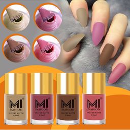 MI FASHION Set Of 4 Velvet Matte Long Lasting Nail Polish - 9.9ml Each-image-21