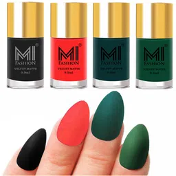 MI FASHION Set Of 4 Velvet Matte Long Lasting Nail Polish - 9.9ml Each-image-82