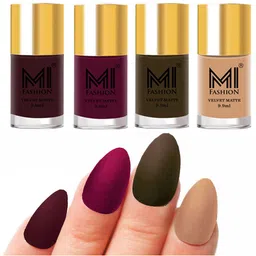 MI FASHION Set Of 4 Velvet Matte Long Lasting Nail Polish - 9.9ml Each-image-78