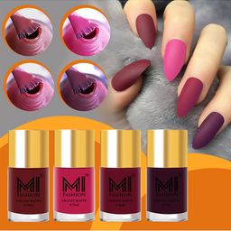 MI FASHION Set Of 4 Velvet Matte Long Lasting Nail Polish - 9.9ml Each-image-42