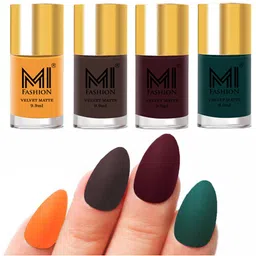 MI FASHION Set Of 4 Velvet Matte Long Lasting Nail Polish - 9.9ml Each-image-86