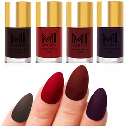 MI FASHION Set Of 4 Velvet Matte Long Lasting Nail Polish - 9.9ml Each-38