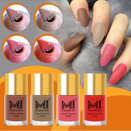 MI FASHION Set Of 4 Velvet Matte Long Lasting Nail Polish - 9.9ml Each-image-76