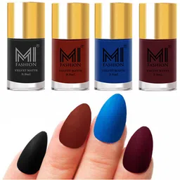 MI FASHION Set Of 4 Velvet Matte Long Lasting Nail Polish - 9.9ml Each-image-90