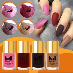 MI FASHION Set Of 4 Velvet Matte Long Lasting Nail Polish - 9.9ml Each-image-55