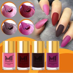 MI FASHION Set Of 4 Velvet Matte Long Lasting Nail Polish - 9.9ml Each-image-53