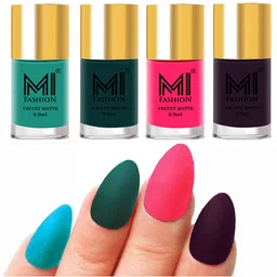 MI FASHION Set Of 4 Velvet Matte Long Lasting Nail Polish - 9.9ml Each-image-93