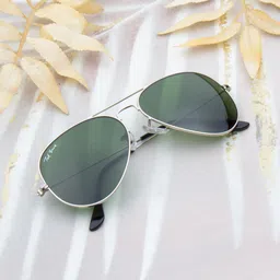 Ted Smith Unisex Green Lens & Silver-Toned Aviator Sunglass - AVIMAST_C23-10