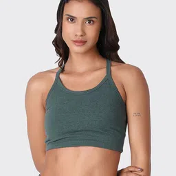 KICA Women Mid Support Removable Padding Cotton Sports Bra-image-49