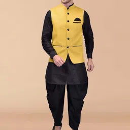 PRINTINDIA Mandarin Collar Pure Silk Kurta with Dhoti Pant & Jacket-picture-12