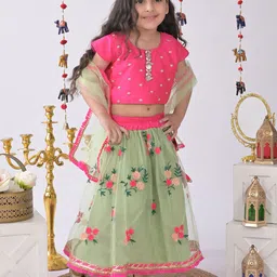 Kinder Kids Girls Embroidered Ready to Wear Lehenga & Blouse With Dupatta-image-70