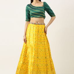 Ethnovog Embellished Jacquard Ready to Wear Lehenga & Blouse-image-71