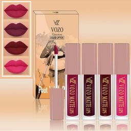 VOZO Set Of 4 Matte Finish Liquid Lipsticks-101-102-103-202-39