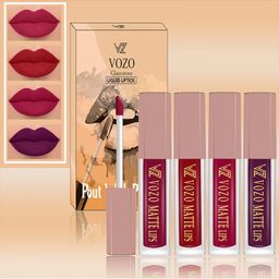 VOZO Set Of 4 Matte Finish Liquid Lipsticks-101-104-105-201-12
