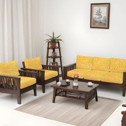 Lazi Yellow 10 Pieces Geometric Printed Elasticated 200 GSM Wooden Sofa Covers-image-4