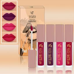 VOZO Set Of 4 Matte Finish Liquid Lipsticks-105-201-202-204-14