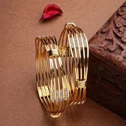 Anouk Women Set of 2 Gold Plated American Diamond-Studded Bangles-29
