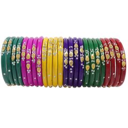 NMII Set Of 24 Zircon-Studded Glossy Finished Glass Bangles-51