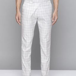 DENNISON Men Grey Checked Smart Tapered Fit Trousers-image-23