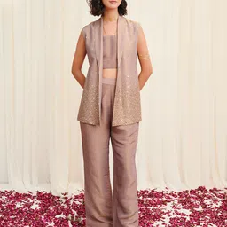 RIRASA Aral Crop Top & Trousers With Sequined Jacket Co-Ords-9
