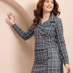 Mast & Harbour Checked Cropped Blazer with Skirt Co-ord set-image-49