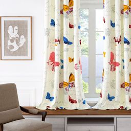 Story@home White & Blue Printed Room Darkening Window Curtain-23