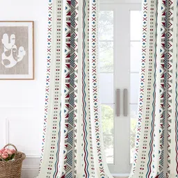 Story@home White & Grey Geometric Room Darkening Door Curtain-image-39