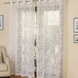 ROSARA HOME Set of 2 White Sheer Door Curtains-image-26