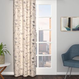 THE CONVERSION Grey Floral Room Darkening Long Door Curtain-image-80