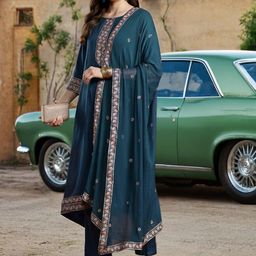 Anouk Ethnic Motifs Printed Straight Kurta Set With Dupatta-10