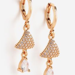 DressBerry Rose Gold-Plated Cubic Zirconia Triangular Drop Earrings-image-77