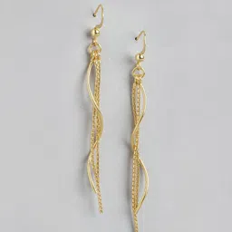 Carlton London Gold-Plated Contemporary Drop Earrings-4