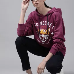 The Dry State Women Purple Printed Hooded Fleece Sweatshirt-image-40