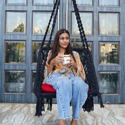 Patiofy Black & Red Cotton Square-Shaped Comfortable Hammock Swing Chair With Cushion-17