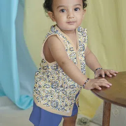 The Boo Boo Club Unisex Kids Printed Organic Muslin Jhabla & Short-picture-19