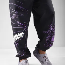 COMICSENSE Men Printed Baggy Fit Medium-Rise Cotton Joggers-image-17